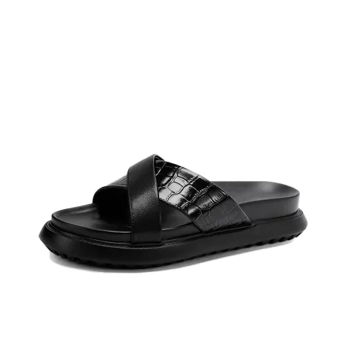 Voguhomme Slip Resistant Slide Slippers Men's Black