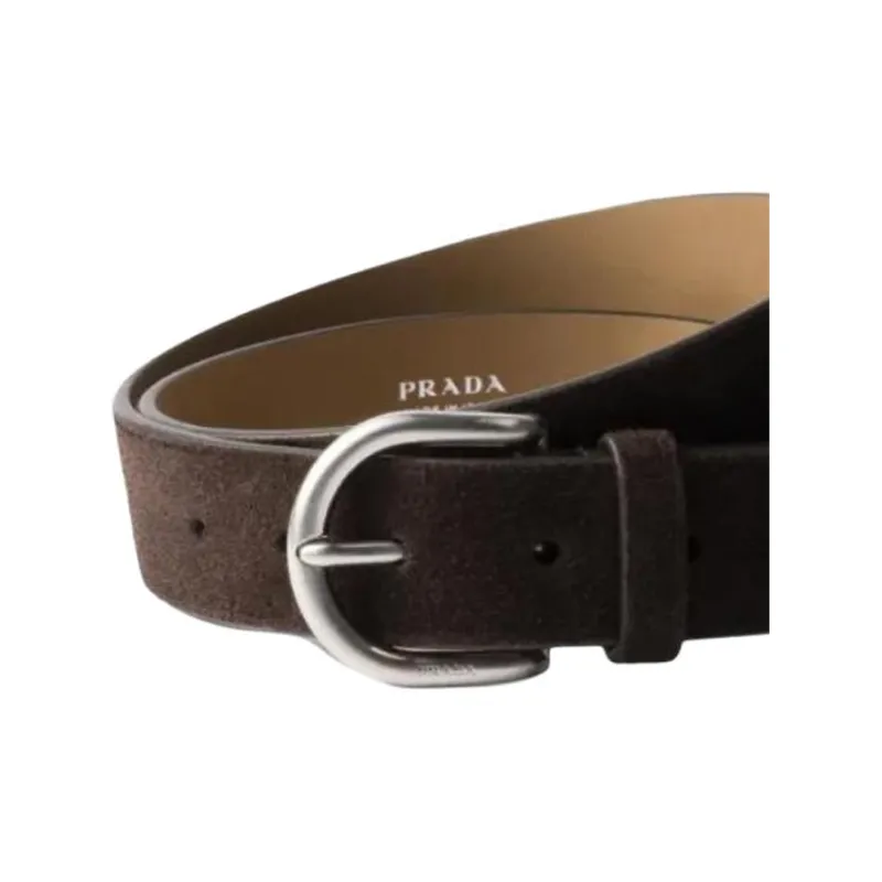 PRADA Suede Leather Belts Men's Brown -1