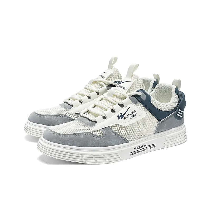 Binary Breathable And Lightweight Low Top Skateboard Shoes Men's Beige Gray-2