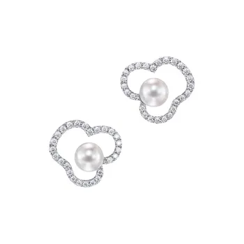 TASAKI 18K White Gold Earrings Unisex Silver