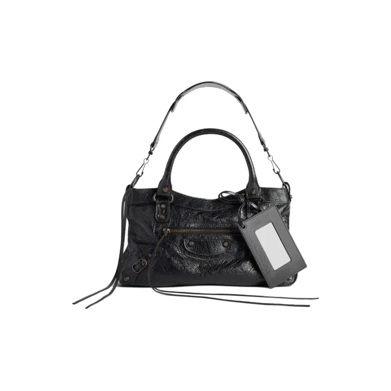 Balenciaga Le City Arena Historic Lambskin Shoulder Bag, Crossbody Bag, Handbag Women's Black-1