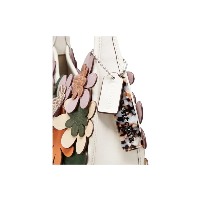COACH Ergo Leather Handbag Medium Size Women's Ivory Multicolor-4