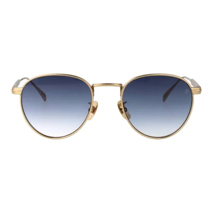 David Beckham Titanium Round Sunglasses Men's Brown-1