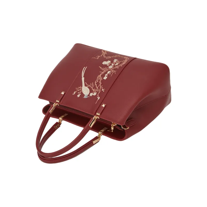 YEARCON Synthetic Leather Shoulder Bag, Crossbody Bag, Handbag Tubas Women's Burgundy-3