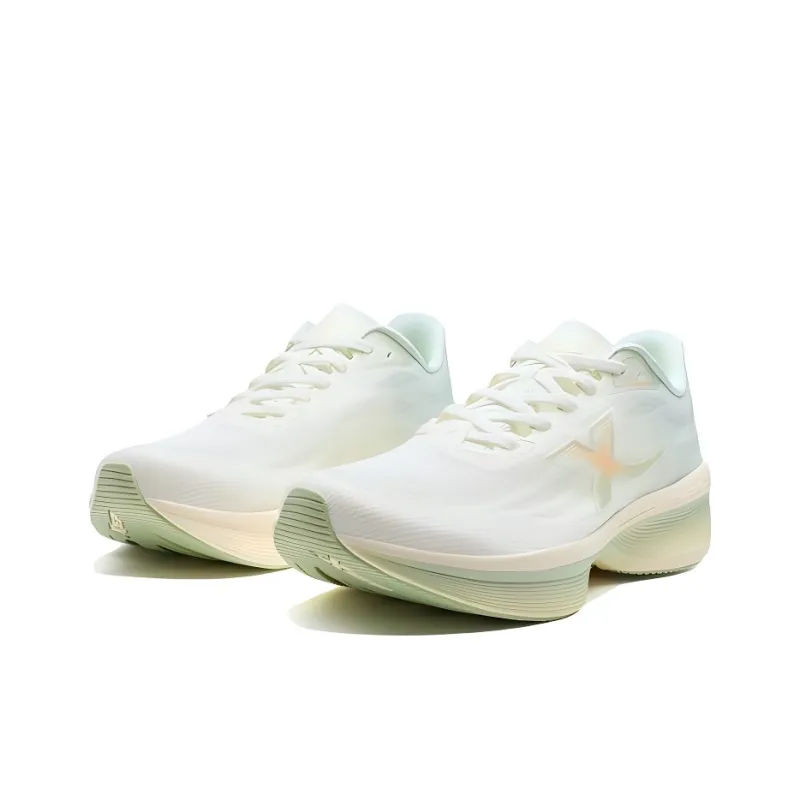 XTEP Cushioning, Slip Resistant, And Abrasion Resistant Low Top Casual Sprint Running Shoes Women's White Green-1