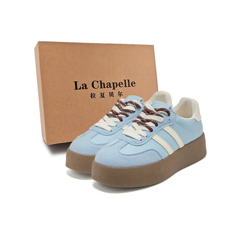 La Chapelle Anti Slip Wear Resistant Low Top Skateboard Shoes Women's Blue-1