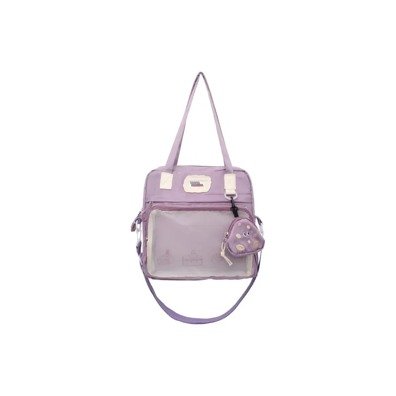 Paulinka Nylon Portable Crossbody Bag, Shoulder Bag Unisex Black/Green/Ecru/Purple-21