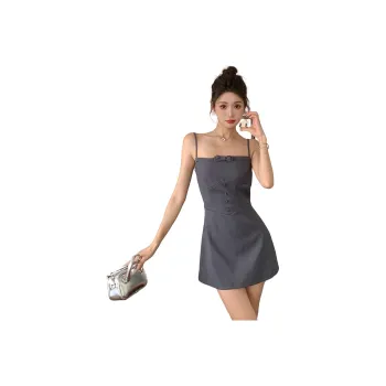 GUOZHEN Slip Dresses Women's Gray