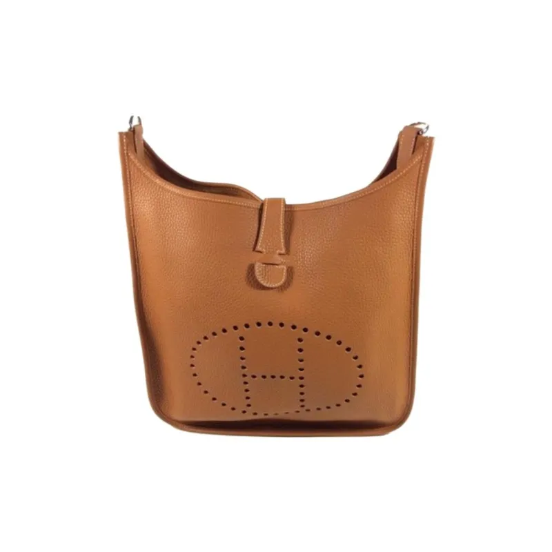 HERMES Evelyne Leather Shoulder Bag Women's 37Gold Gold Brown-0