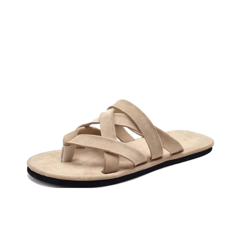 Voguhomme Rubber Sole Slip Resistant Flip Flops Men's Apricot-0