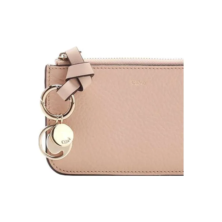 Chloe Cow Leather Money Wallet Coin Purse Women's Pink-3