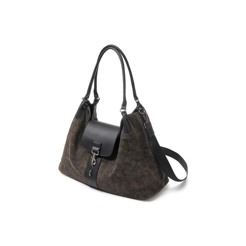 Yawei Kuroda Canvas Ri Lock Shoulder Bag Tubas Unisex Brown Green-0