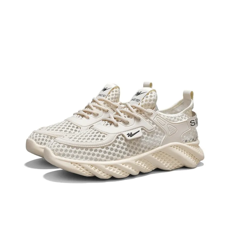 Binary Height Increasing, Abrasion Resistant, Lightweight, And Breathable Low Top Casual Shoes Men's Beige-2