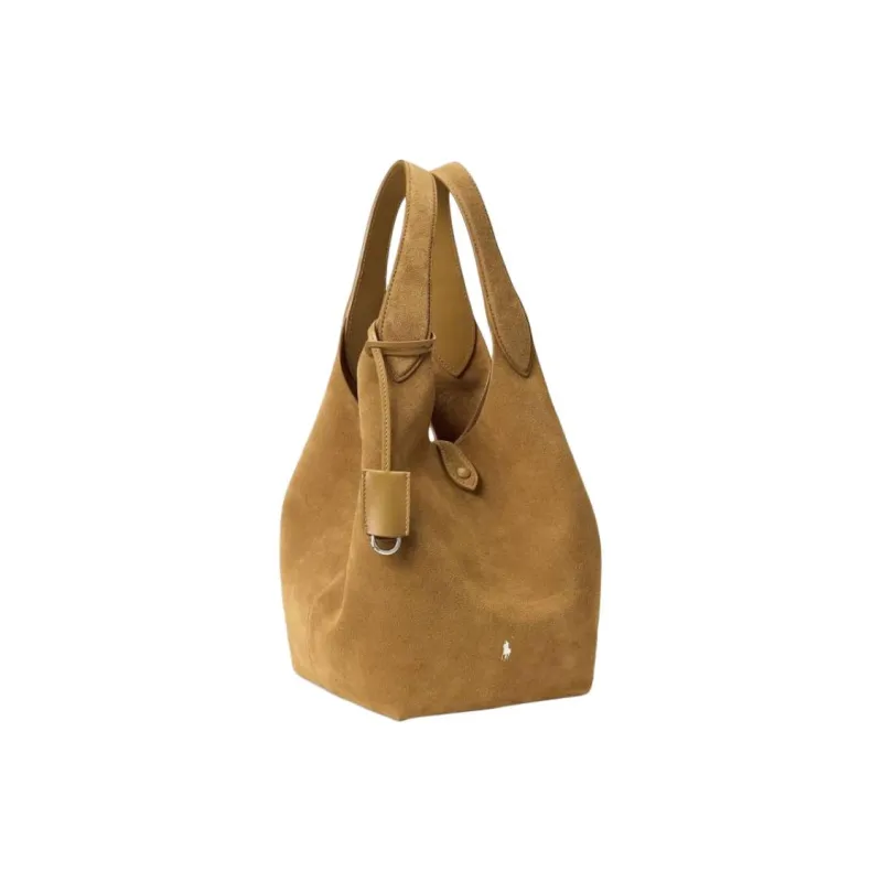 Polo Ralph Lauren Leather Handbag Medium Size Women's Caramel-1