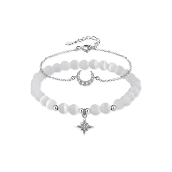J&KINGLAY Glass Cat Eye Bracelets Women's