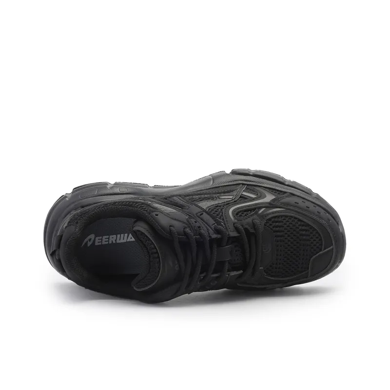 DEERWAY Shock Absorbers With Slip Resistant And Abrasion Resistant Properties Low Top Casual Shoes Men's Black-4