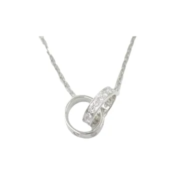 Cartier 2010s 18K White Gold Baby Love Diamonds Necklace