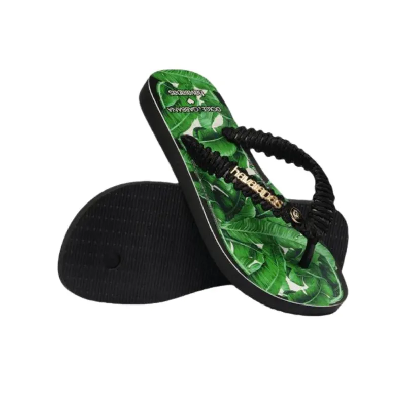 Dolce&Gabbana x Havaianas Abrasion Resistant Flip Flops Women's Black Green-5