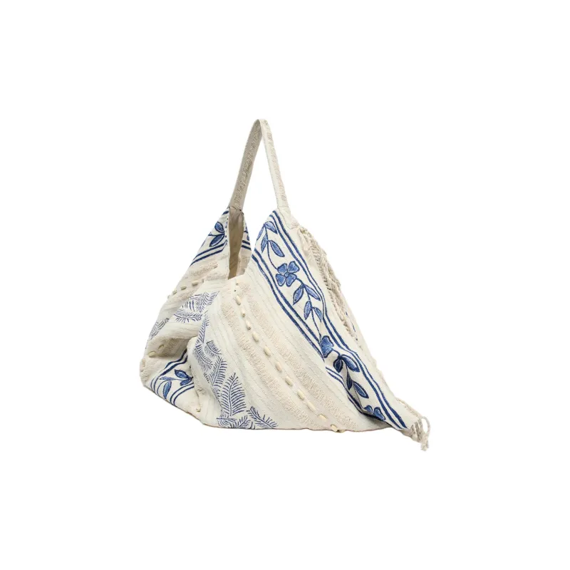 ZARA Cotton Tote Bag, Shopping Bag, Crossbody Bag, Shoulder Bag Women's White-1