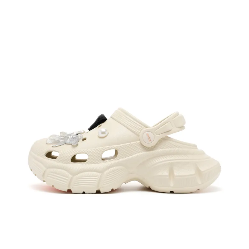 JOSINY Summer Petite Platform Height Increasing 5.8cm Trendy Fashion Lazy Outerwear Slip on Clogs Women's Ecru-0