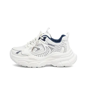 Warrior Abrasion Resistant Breathable Low Top Casual City Commute Running Shoes Women's Beige Blue