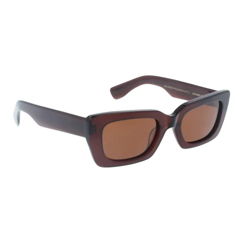 LOOK Acetate Rectangular Sunglasses Women's Brown-1