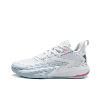 QIAODAN Slip Resistant Abrasion Resistant Shock Absorbers Low Top Basketball Shoes Men's White Blue