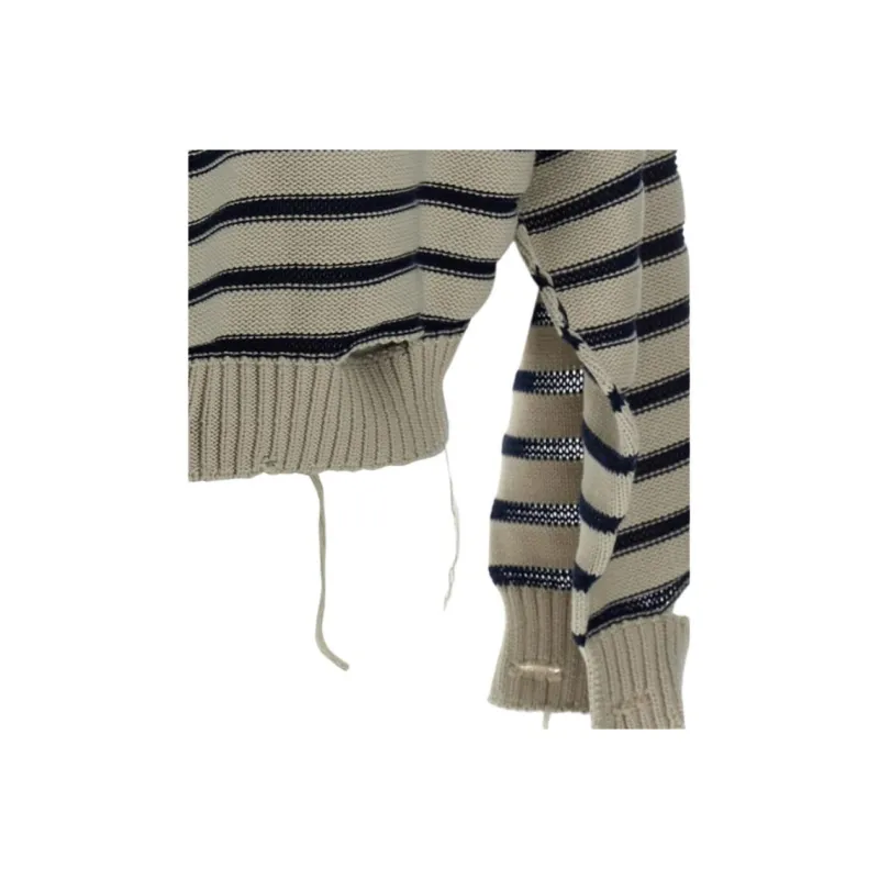 MM6 Maison Margiela Striped Distressed Knit Jumper-2