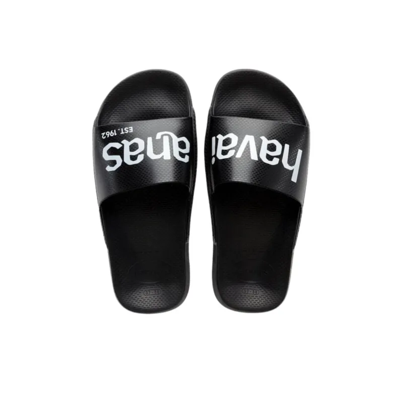 Havaianas Abrasion Resistant Slide Slippers Unisex Black-3