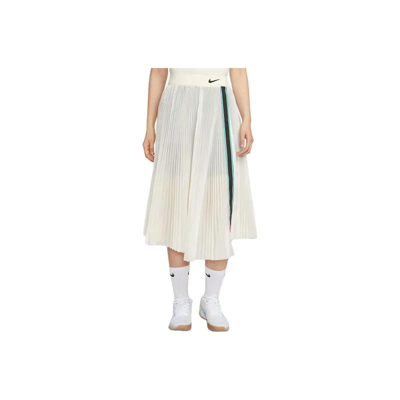 Nike Court Slam SS25 Casual Long Skirt Women's Light Ivory White/Black-0