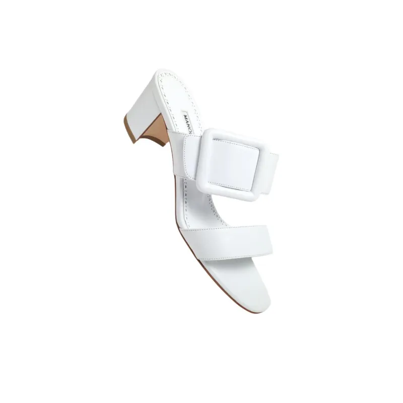 MANOLO BLAHNIK Slip Resistant Slide Slippers 5cm Women's White-3