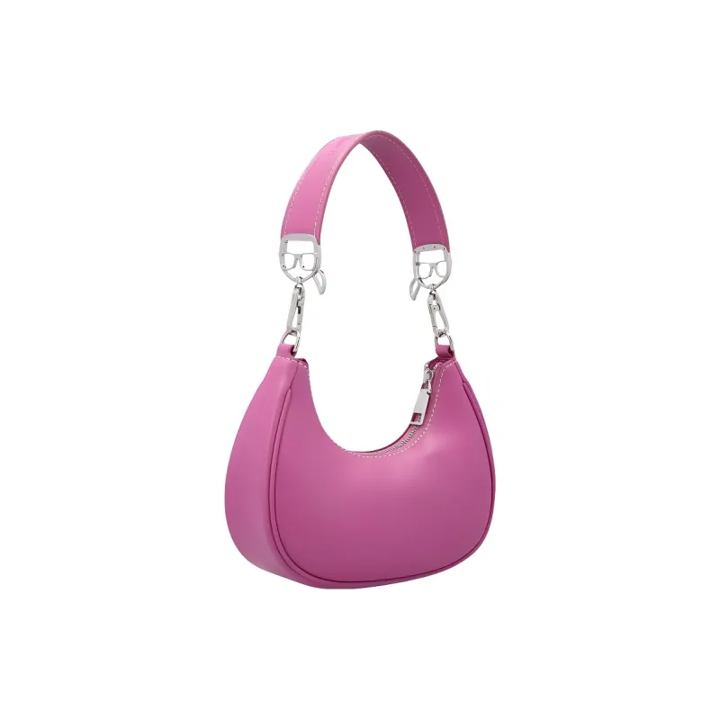 KARL LAGERFELD Cowhide Leather Shoulder Bag, Handbag, Shoulder Bag Women's Purple-0