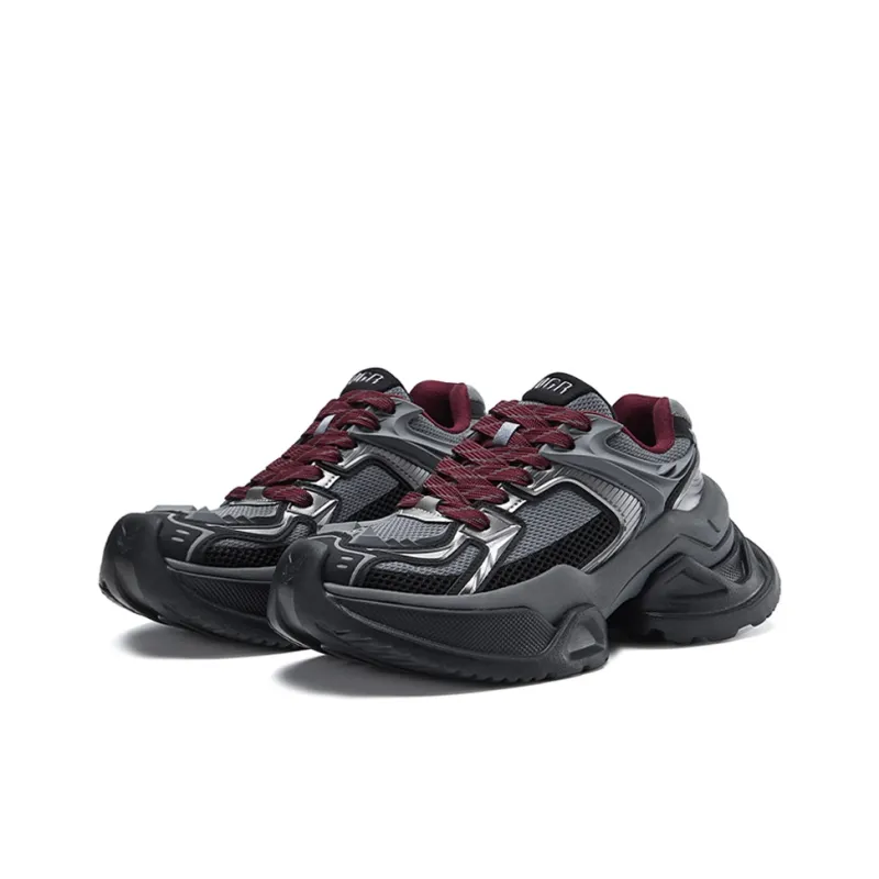 OGR ARK Og Black Grey Cushioning, Breathable, Height Increasing Low Top Chunky Sneakers Unisex Black Gray-2