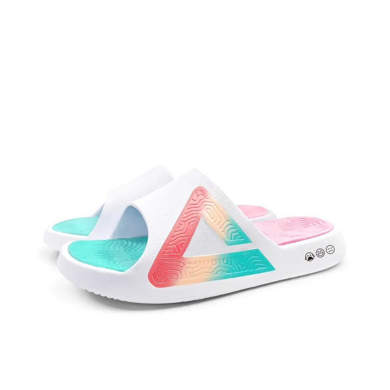 PEAK Tai Ji1.0 Quiet Slip Resistant Abrasion Resistant Slide Slippers Unisex White Gouache Green-1