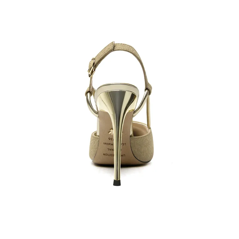 Lily Wei Ink And Wash Artist Slim Heel High Heels Women's Khaki-3