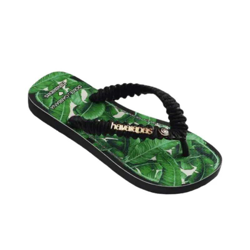 Dolce&Gabbana x Havaianas Abrasion Resistant Flip Flops Women's Black Green-2