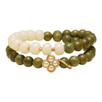 ZUIWENGLANGYASHANWENCHUANG Green Sandalwood Bracelets Unisex