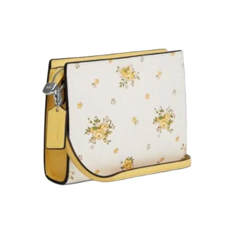 COACH Slim Crossbody Pebble Leather Shoulder Bag Trumpets Women's Yellow White-1