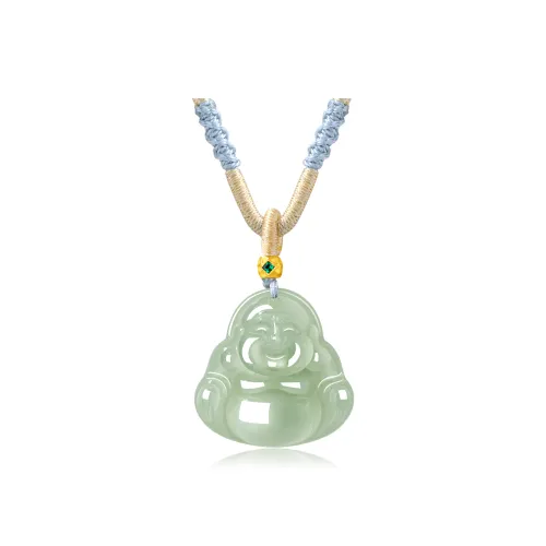 Lao Feng Xiang Hetian Jade Necklaces Green Jade Unisex