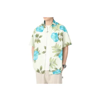 SIFLYTO Shirts Unisex Blue Stamen Green Leaf