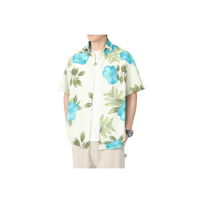 SIFLYTO Shirts Unisex Blue Stamen Green Leaf-0