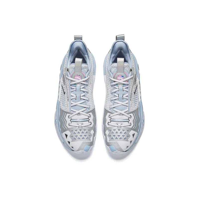 Anta Frenzy 5 Pro Cushioning, Wear Resistant Low Top Carbon Plate Basketball Shoes Men's White Silver-2