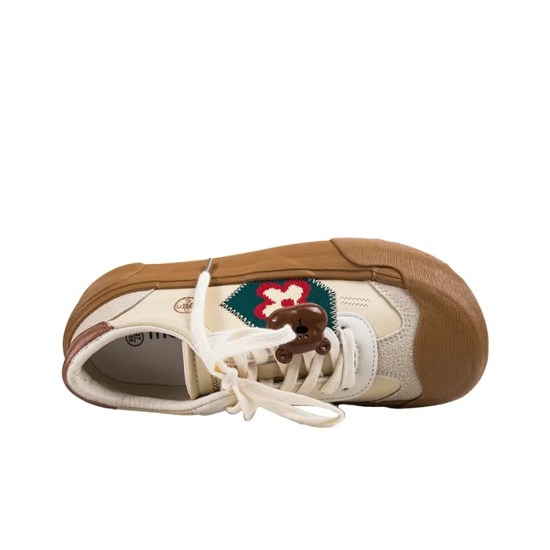 MINGKUANG Slip Resistant, Abrasion Resistant, Lightweight Low Top Skateboard Shoes Women's Beige Yellow-3
