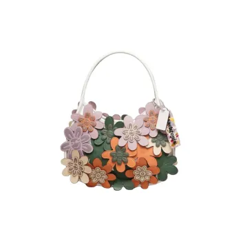 COACH Ergo Leather Handbag Medium Size Women's Ivory Multicolor