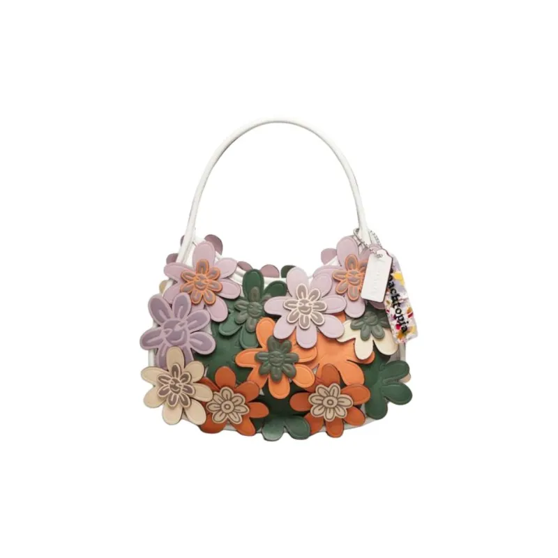 COACH Ergo Leather Handbag Medium Size Women's Ivory Multicolor-0