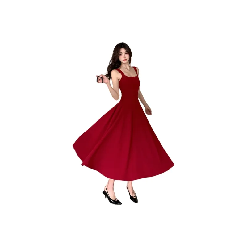 Mu Xiao Xin Slip Dresses Women's Burgundy-0
