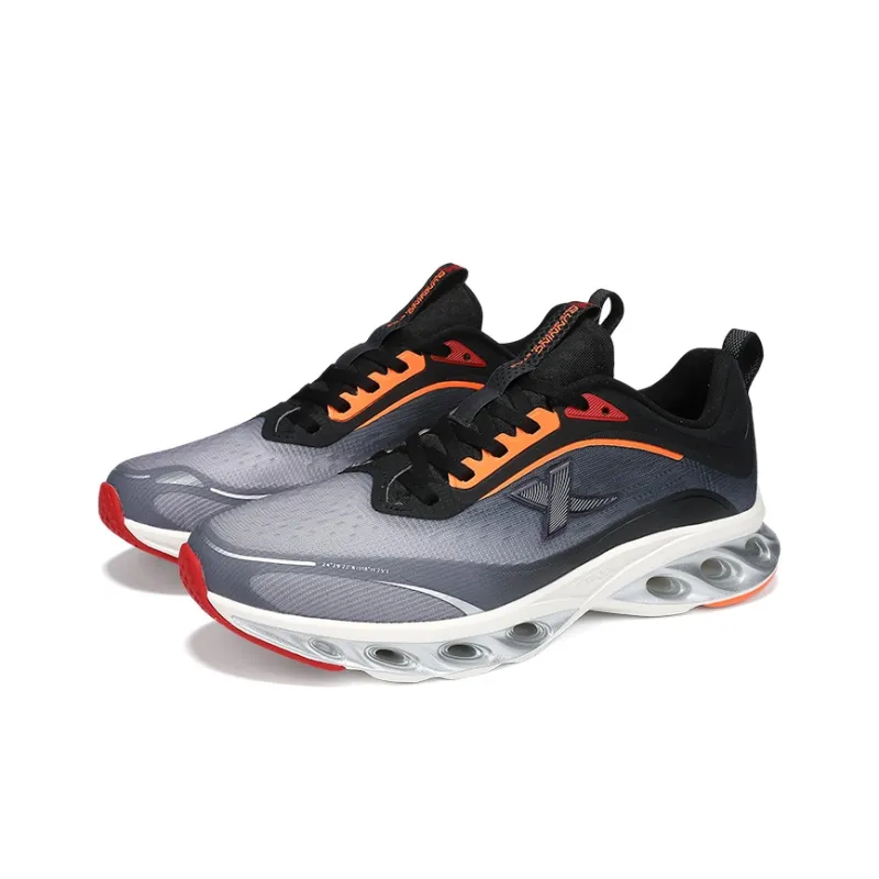 XTEP Shock Absorbers Slip Resistant Breathable Low Top Running Shoes Men's Black Gray-3