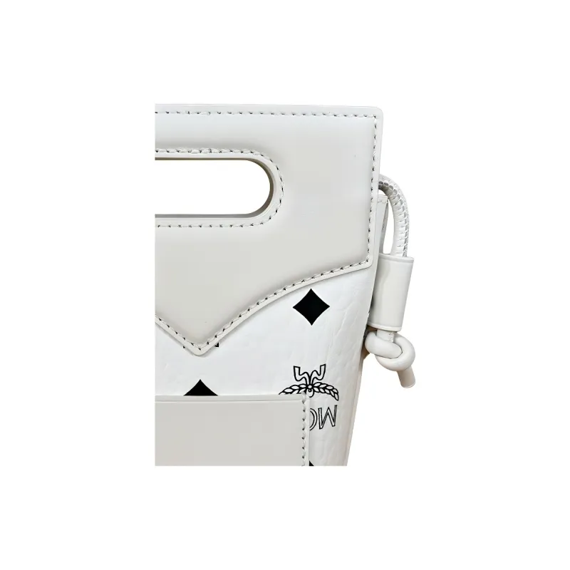 MCM Visetos Artificial Leather Shoulder Bag, Crossbody Bag, Handbag Women's White-3