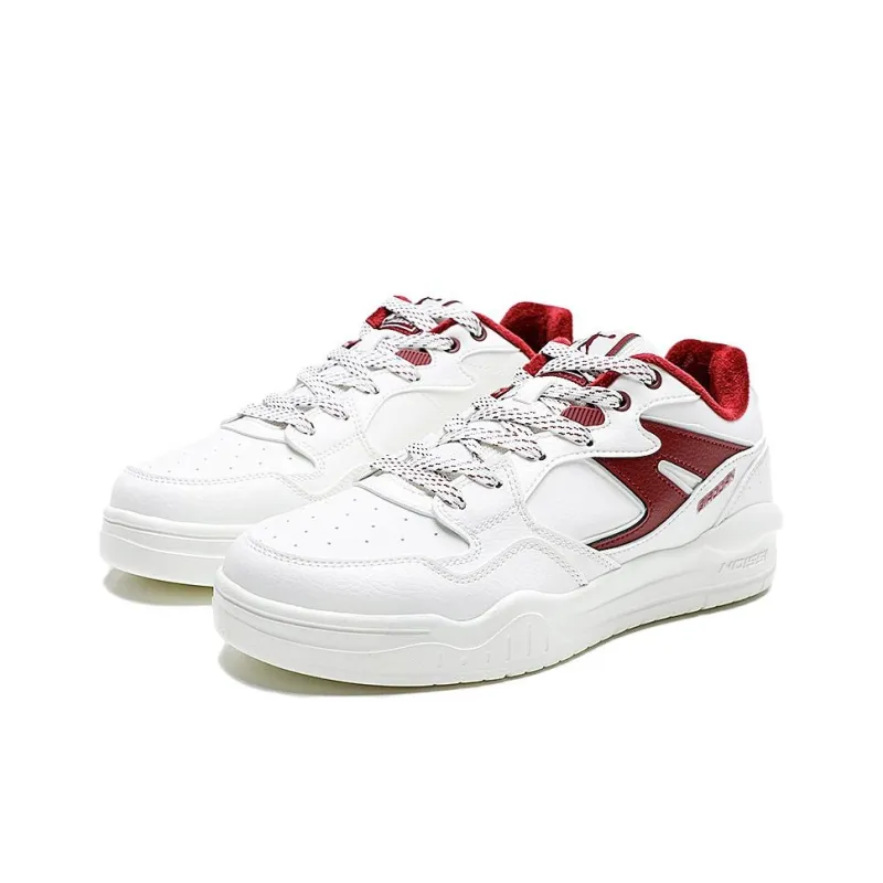 QIAODAN Thermal Slip Resistant Low Top Skateboard Shoes Men's White Red-2