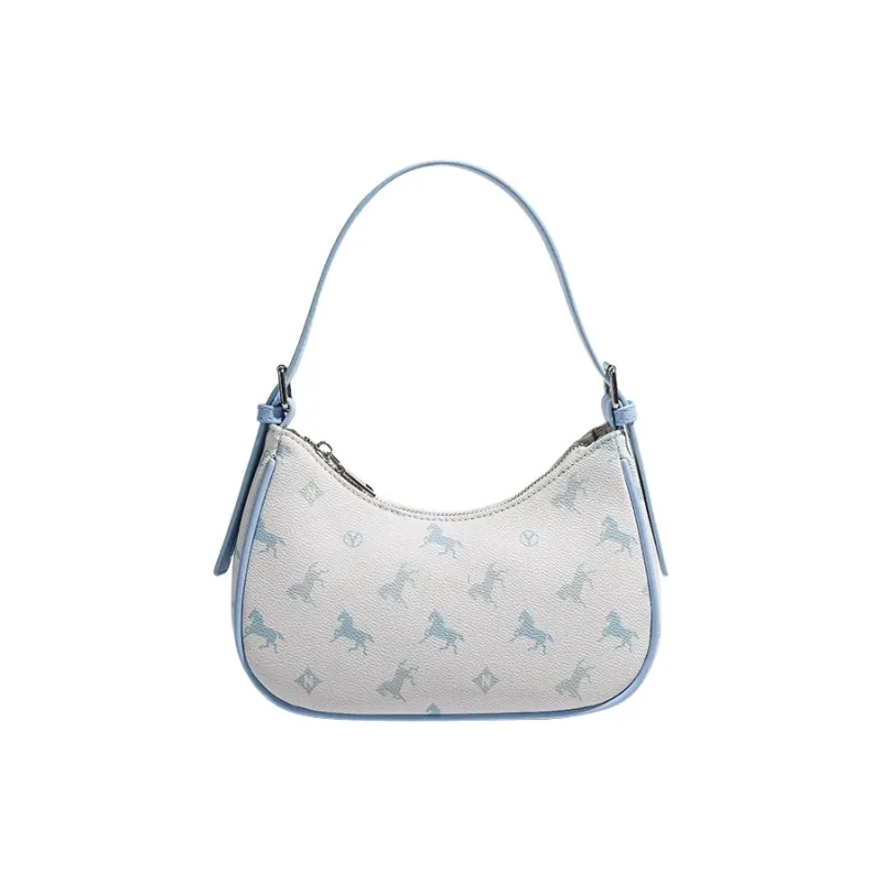 JANE KLAIN Synthetic Leather Shoulder Bag Regular Women's Lake Blue/Peach Pink/Mocha-0